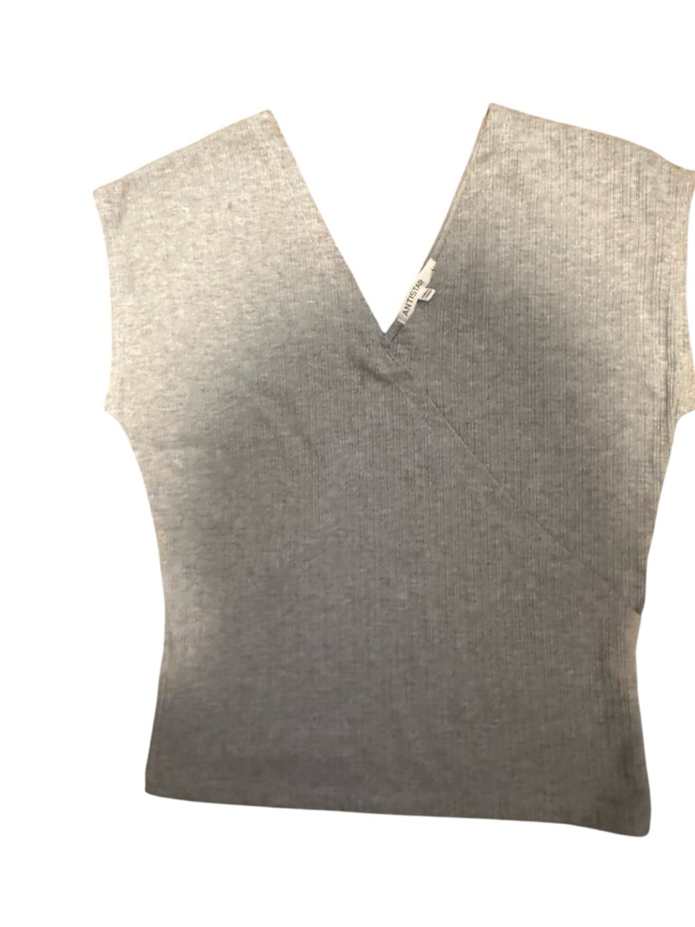 Slim Ribbed V-Neck Tank Top - Gray